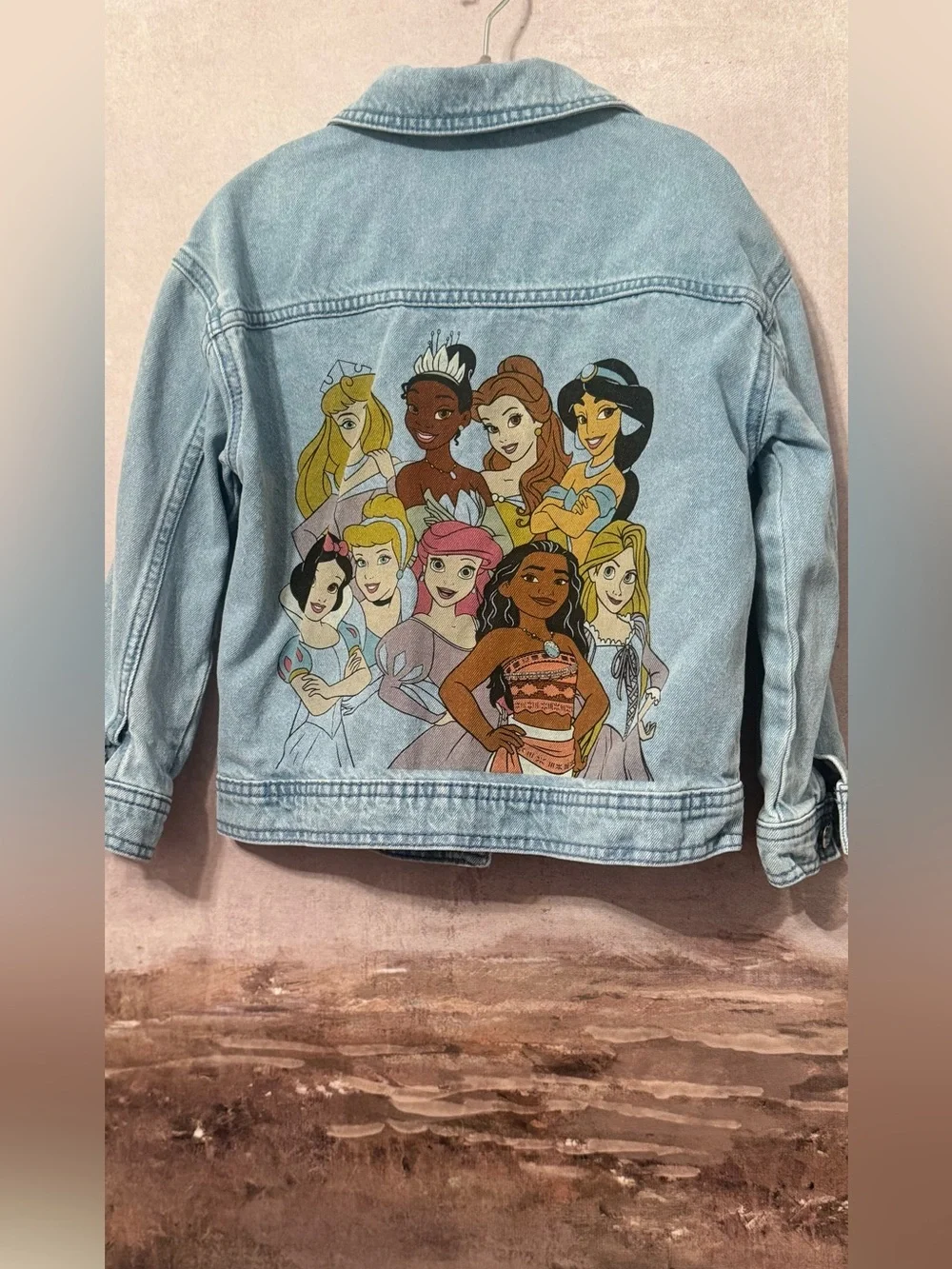 Disney Princesses light wash denim jacket Size 5
